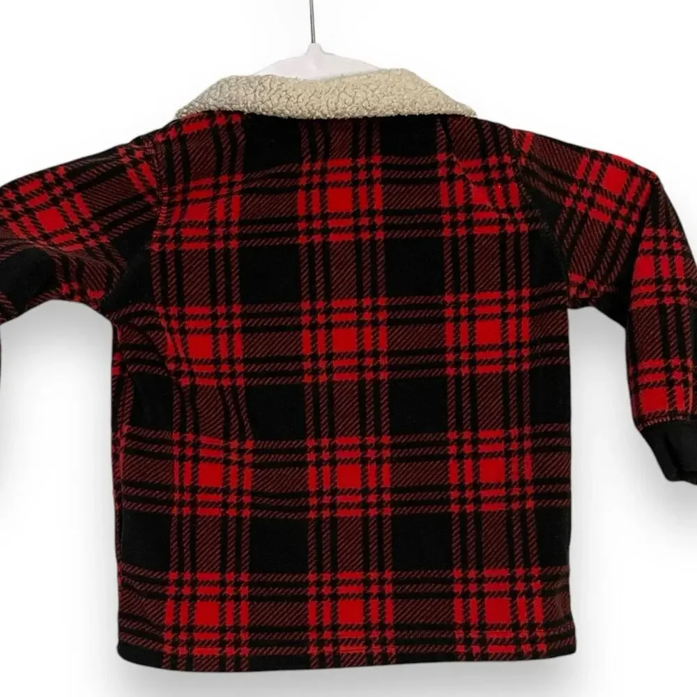 Carter's Henley Fleece Sweater Baby Boy 18 Month Plaid Academia Winter Holiday